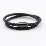 Yisheng Punk Men Jewelry Leather Bracelet Stainless Steel Magnetic Clasp Bangles