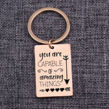 CAPABLE OF amazing THINGS Keychain Motivating Gift Stainless Steel Keyring
