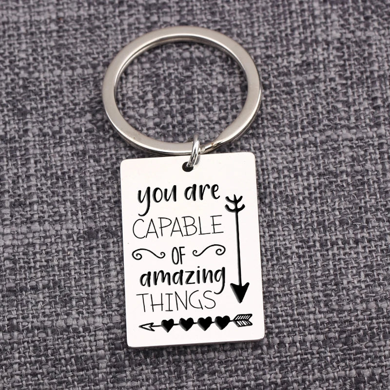 CAPABLE OF amazing THINGS Keychain Motivating Gift Stainless Steel Keyring
