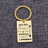 CAPABLE OF amazing THINGS Keychain Motivating Gift Stainless Steel Keyring