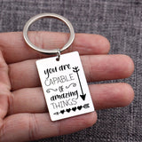 CAPABLE OF amazing THINGS Keychain Motivating Gift Stainless Steel Keyring