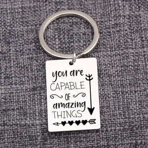 CAPABLE OF amazing THINGS Keychain Motivating Gift Stainless Steel Keyring