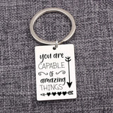 CAPABLE OF amazing THINGS Keychain Motivating Gift Stainless Steel Keyring