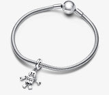 Galaxy Robot Heart Pan Bracelet 925 Silver Charm Valentines Gift