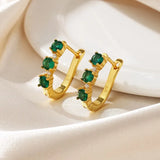 ZFSILVER S925 Silver Diamond-set Green Zircon Letter C Earrings