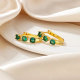 ZFSILVER S925 Silver Diamond-set Green Zircon Letter C Earrings