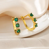 ZFSILVER S925 Silver Diamond-set Green Zircon Letter C Earrings