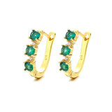 ZFSILVER S925 Silver Diamond-set Green Zircon Letter C Earrings