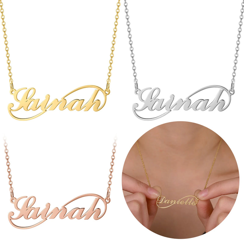 Women's Rose Silver Stainless Steel Name Necklace