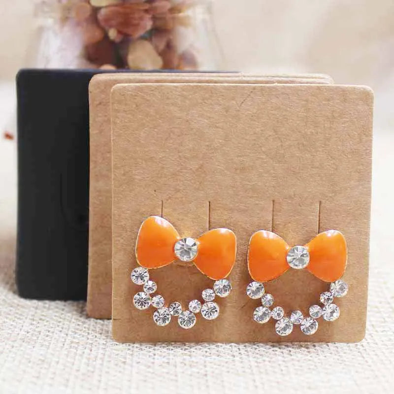 100pcs Earring Display Tag Cards + 100pcs Opp Bags for Packing