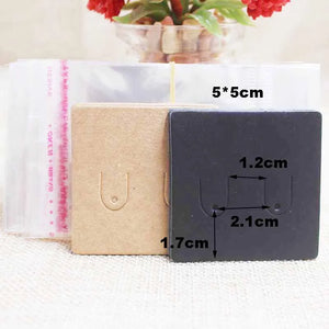 100pcs Earring Display Tag Cards + 100pcs Opp Bags for Packing