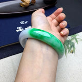 Zheru Jewelry Myanmar Jade Green Half-Color Bracelet Princess Bracelet