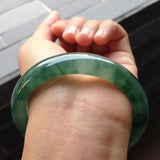 Zheru Jewelry Natural Burmese Jade 54-64mm Dark Green Two-Color Bracelet
