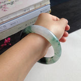 Zheru Natural Burmese Jade Ice Dark Green Hand Two-Color Bracelet