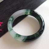 Zheru Natural Burmese Jade Ice Dark Green Hand Two-Color Bracelet