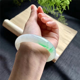 Zheru Jewelry Natural Burmese Jade 54-64mm Light Green Flower Bracelet
