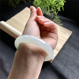 Zheru Jewelry Natural Burmese Jade 54-64mm Light Green Flower Bracelet