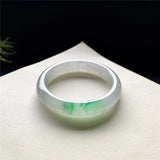 Zheru Jewelry Natural Burmese Jade 54-64mm Light Green Flower Bracelet