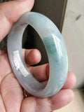 Zheru Jewelry Natural Burmese Jade 54-64mm Light Green Two-Tone Bracelet