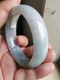 Zheru Jewelry Natural Burmese Jade 54-64mm Light Green Two-Tone Bracelet