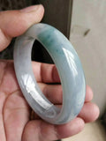 Zheru Jewelry Natural Burmese Jade 54-64mm Light Green Two-Tone Bracelet