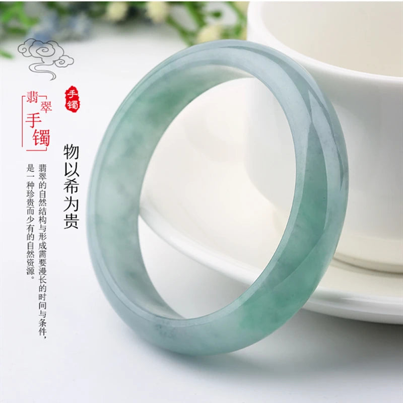 Zheru Jewelry Natural Burmese Jade 54-64mm Two-Tone Bracelet Princess Jewelry
