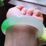 Zheru Jewelry Natural Burmese Jade 54-62mm Ice Light Two-Color Princess Bracelet