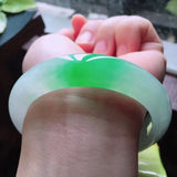 Zheru Jewelry Natural Burmese Jade 54-62mm Ice Light Two-Color Princess Bracelet