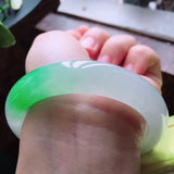 Zheru Jewelry Natural Burmese Jade 54-62mm Ice Light Two-Color Princess Bracelet