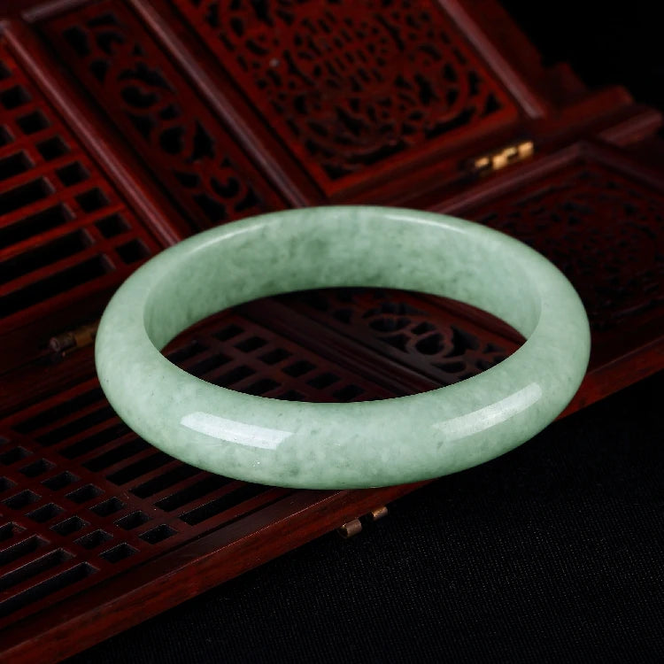 Zheru Natural Burmese Jade Light Green Bracelet 54-64mm - Princess Jewelry Gift