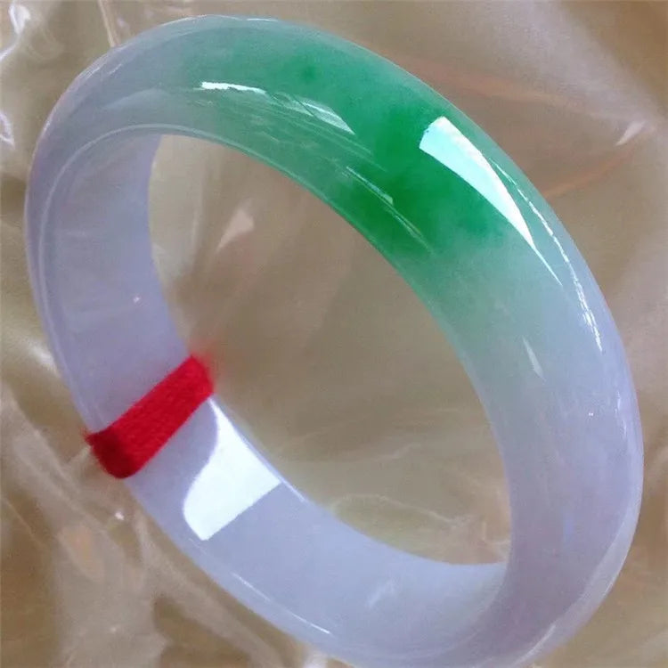 Zheru Jewelry Natural Burmese Jade Light Green & Purple Bracelet