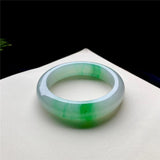 Zheru Jewelry Natural Burmese Jadeite Green Flower Bracelet 54-64mm