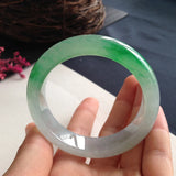 Zheru Jewelry Natural Burmese Jadeite 54-64mm Light Green Bracelet