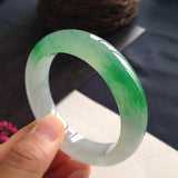 Zheru Jewelry Natural Burmese Jadeite 54-64mm Light Green Bracelet