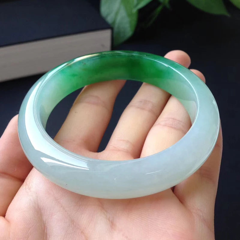 Zheru Jewelry Natural Emerald Two-Color 54-62mm Bracelet