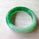 Zheru Jewelry Natural Myanmar Jade 54-64mm Green Two-Tone Bracelet