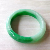 Zheru Jewelry Natural Myanmar Jade 54-64mm Green Two-Tone Bracelet