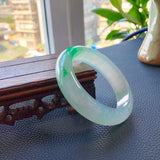Zheru Jewelry Natural Myanmar Jade Ice Light 54mm-64mm Two-Color Bracelet