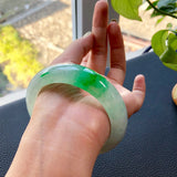Zheru Jewelry Natural Myanmar Jade Ice Light 54mm-64mm Two-Color Bracelet