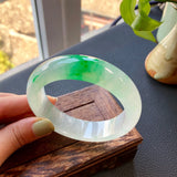 Zheru Jewelry Natural Myanmar Jade Ice Light 54mm-64mm Two-Color Bracelet