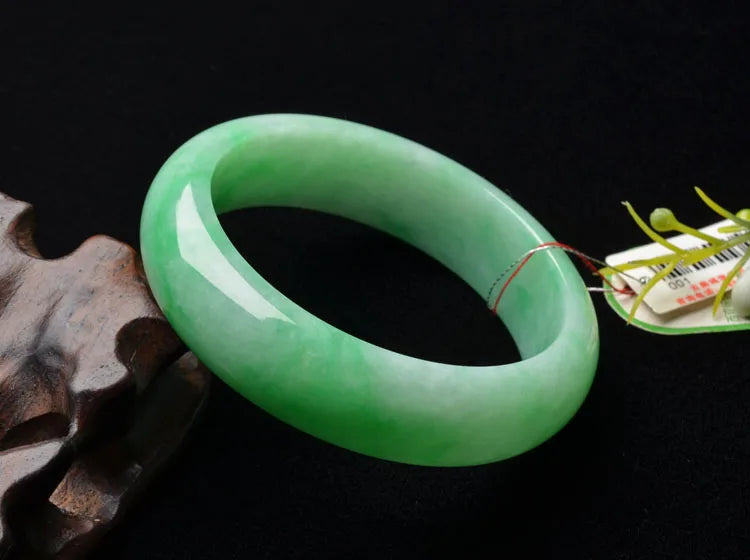 Zheru Jewelry Natural Myanmar Jadeite 54-64mm Green Bracelet Princess