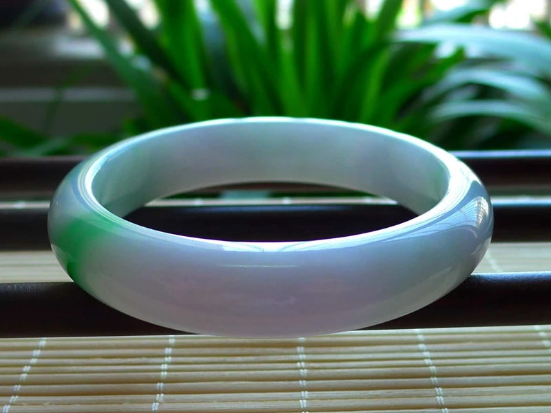 Zheru Jewelry Natural Myanmar Jadeite 54-64mm Two-Tone Bracelet