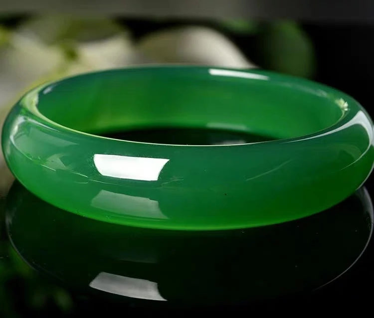 Zheru Natural Agate Chalcedony Ice Green 54-64mm Bracelet Princess Jewelry