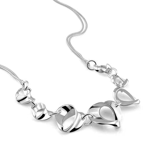 925 Silver Heart Pendant Necklace with Diamonds for Women