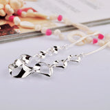 925 Silver Heart Pendant Necklace with Diamonds for Women