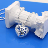 Hollowed Heart Necklace 925 Sterling Silver Sweet Lady Jewelry
