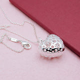Hollowed Heart Necklace 925 Sterling Silver Sweet Lady Jewelry