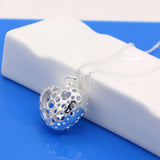Hollowed Heart Necklace 925 Sterling Silver Sweet Lady Jewelry
