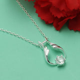 S925 Sterling Silver Flower Necklace with Diamonds for Women