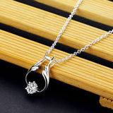 S925 Sterling Silver Flower Necklace with Diamonds for Women